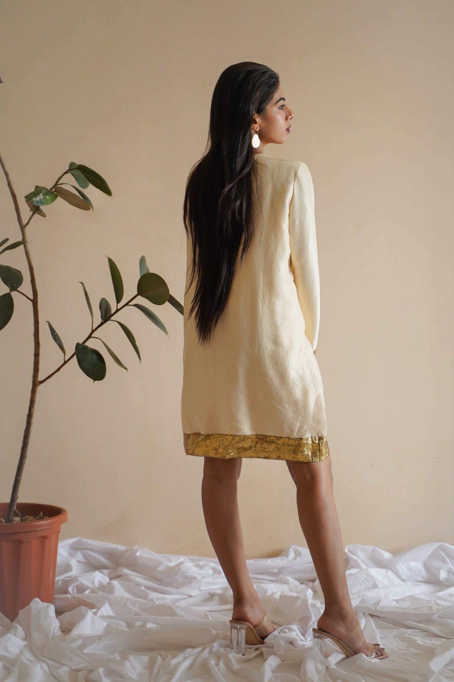 GOLD FOIL SILK DRESS