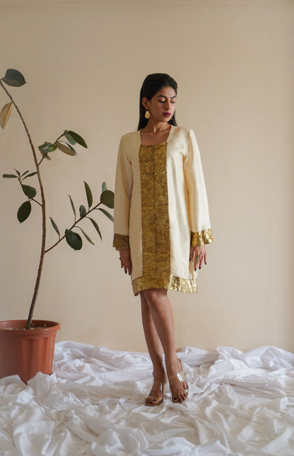 GOLD FOIL SILK DRESS