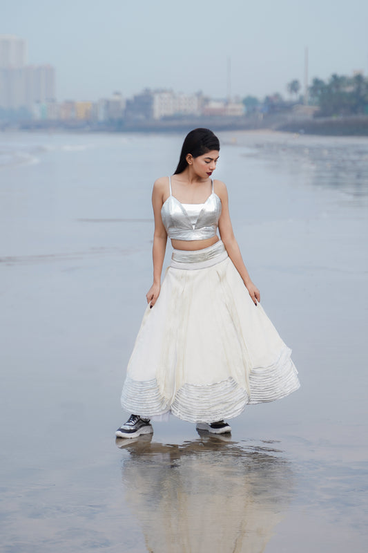 CROPPED MULTI LAYER LEHENGA SET