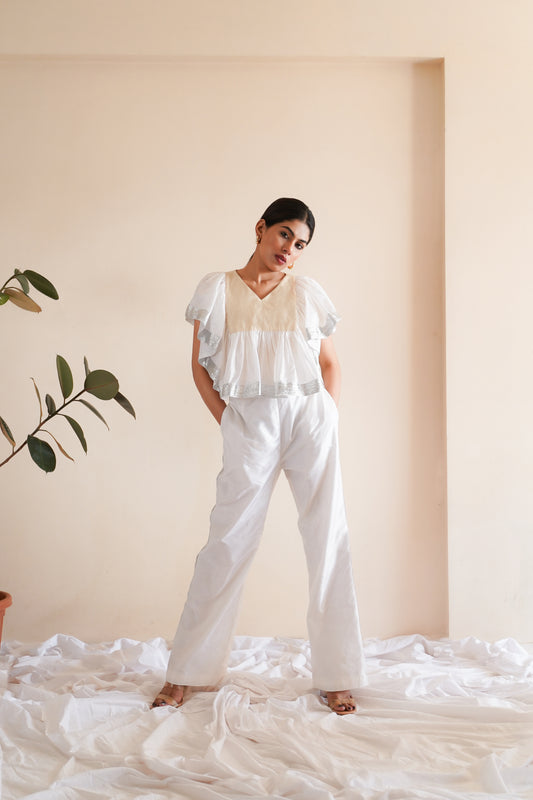 FRIL CROP TOP AND PANTS SET