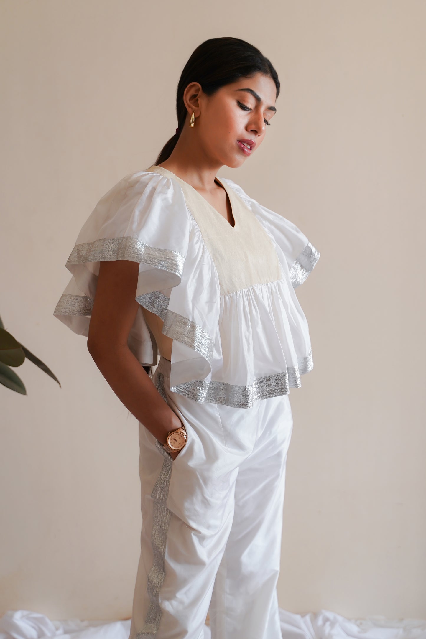 FRIL CROP TOP AND PANTS SET