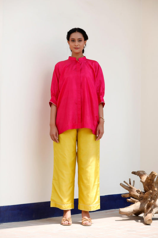 PINK & YELLOW PANT SET - White Maison de Couture