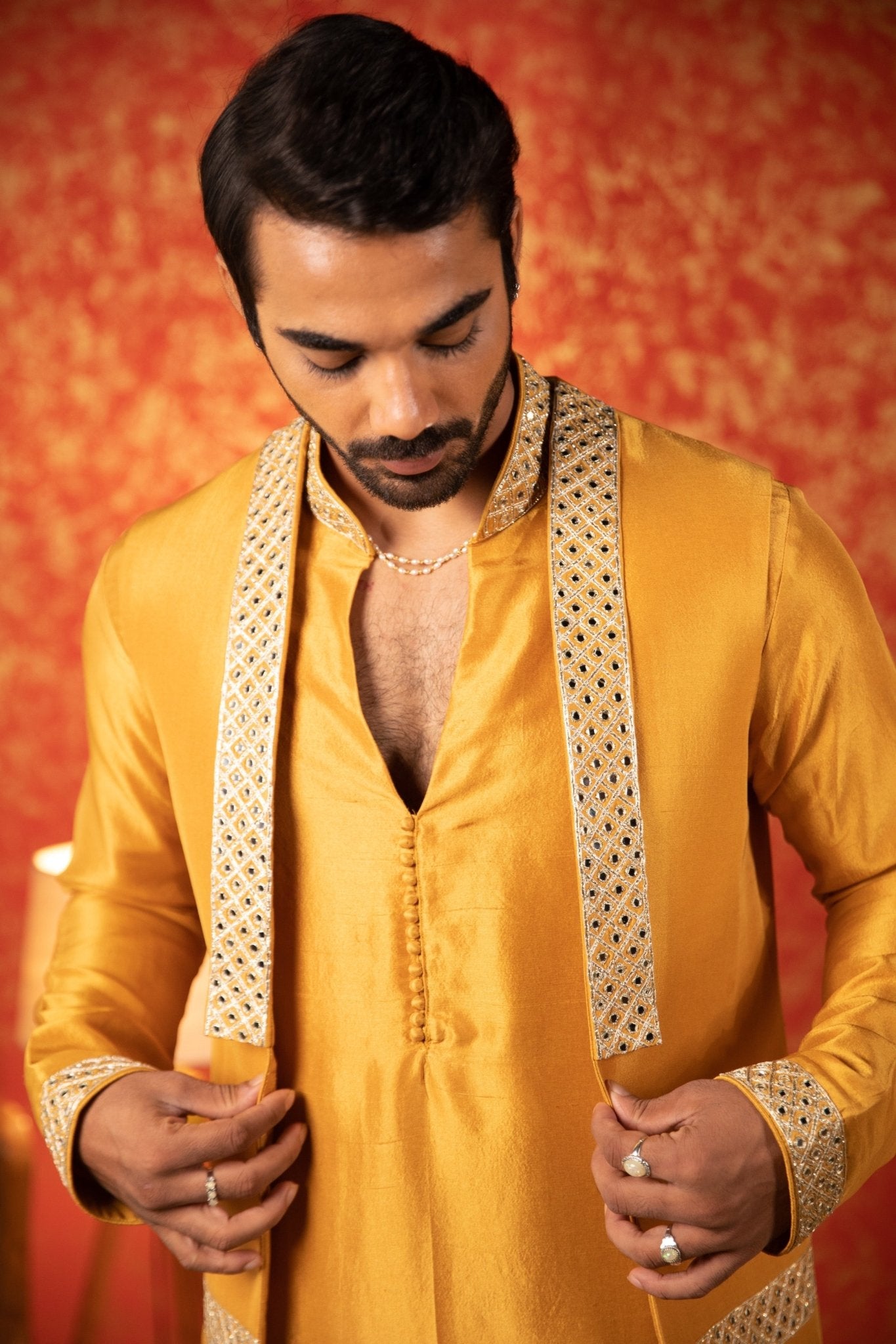 ROYAL KURTA BANDI SET - White Maison de Couture