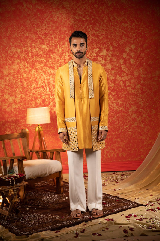 ROYAL KURTA BANDI SET - White Maison de Couture