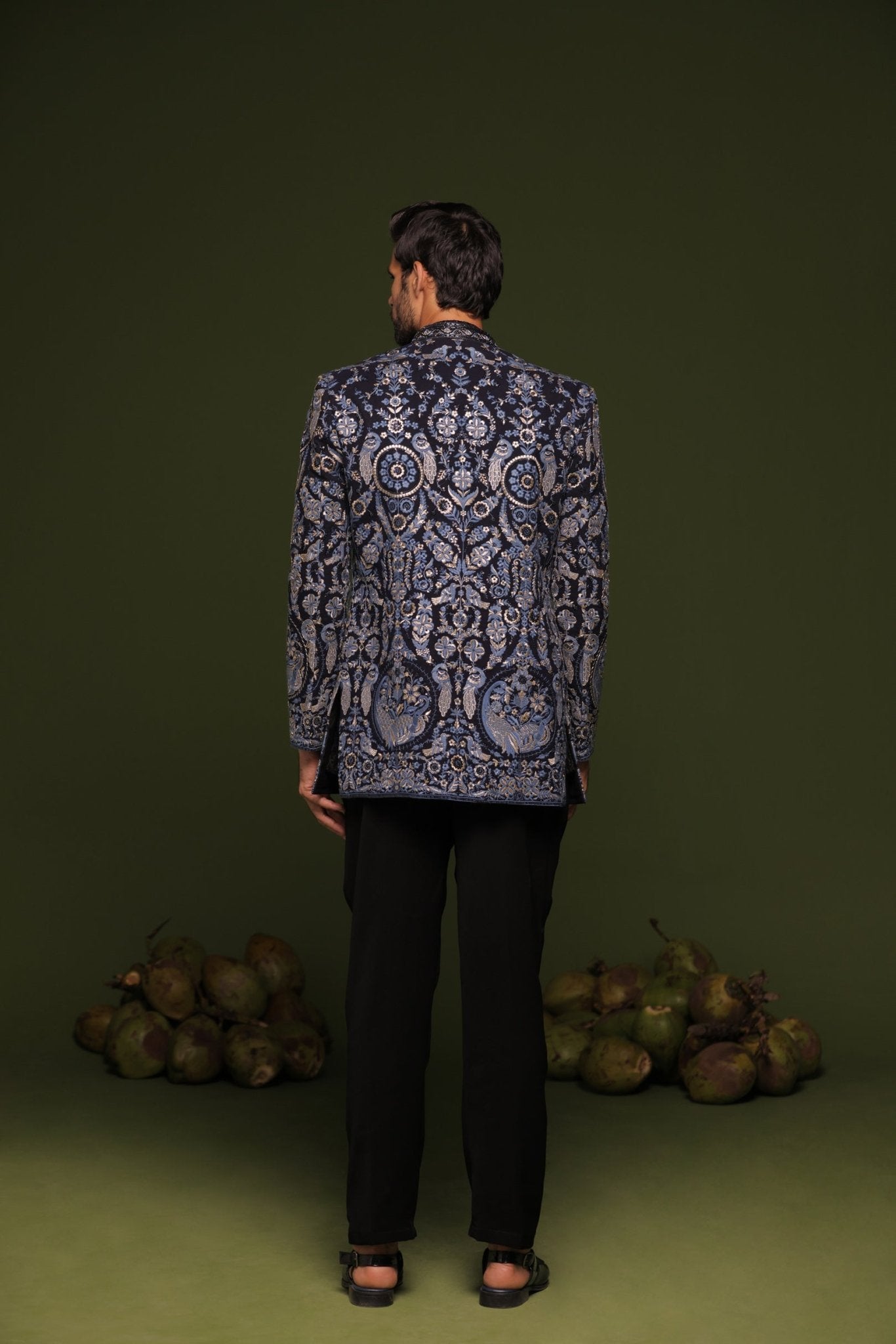 SHAURYA MULTI JODHPURI SET WITH SHORT EMBROIDERED SHIRT AND PANT - White Maison de Couture