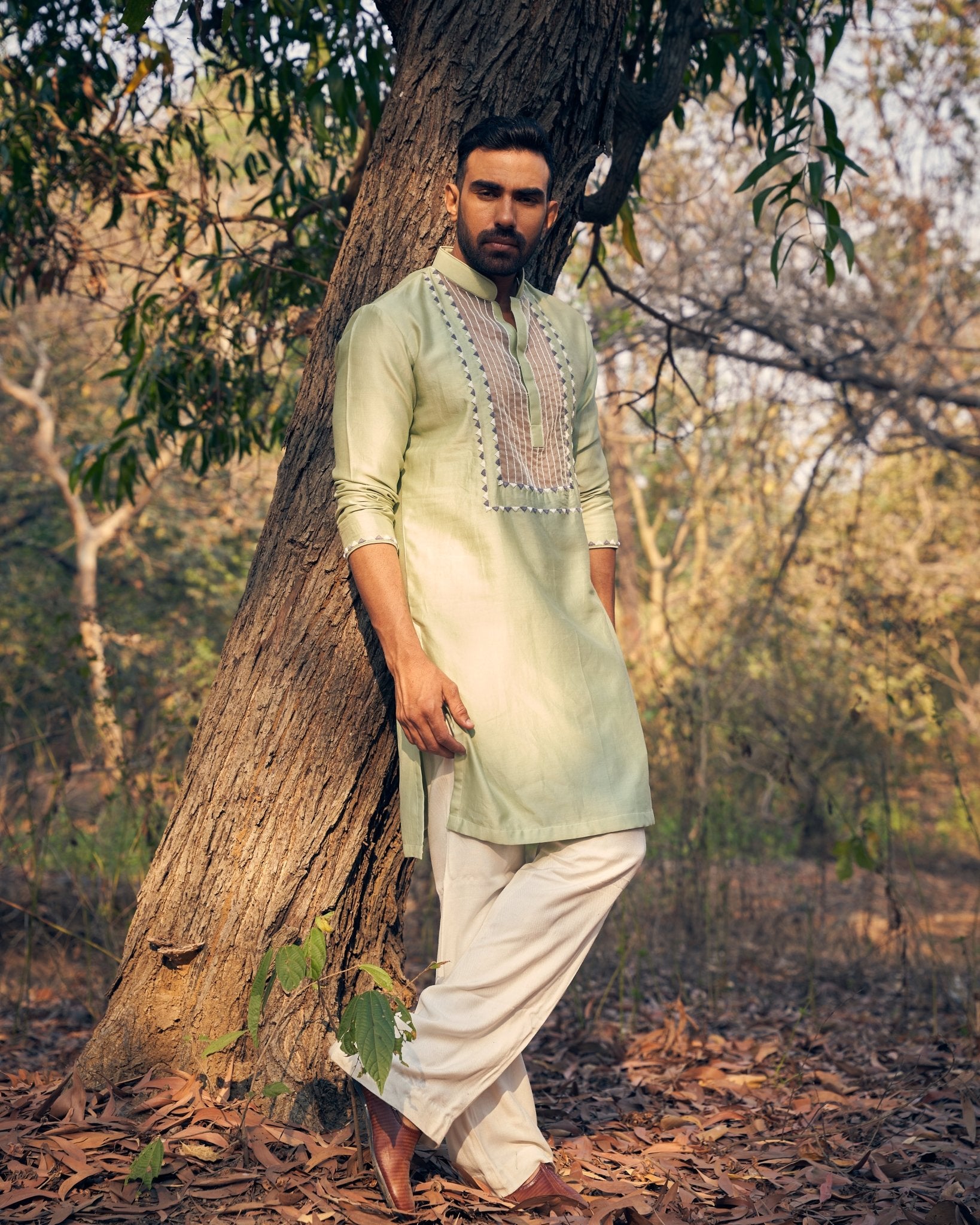 SHEER KURTA SET - White Maison de Couture