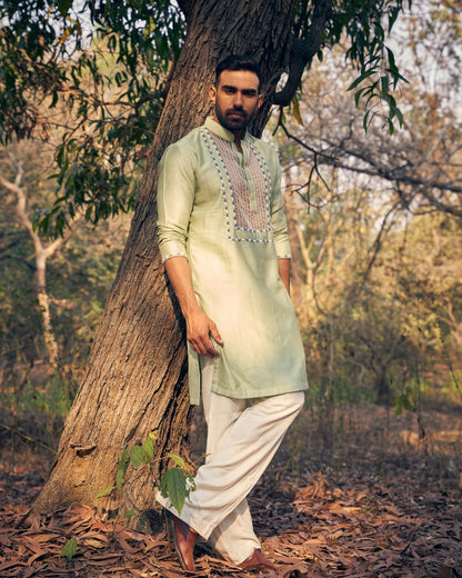 SHEER KURTA SET - White Maison de Couture