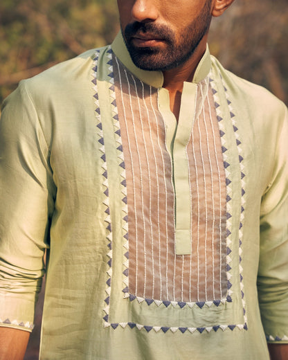SHEER KURTA SET - White Maison de Couture