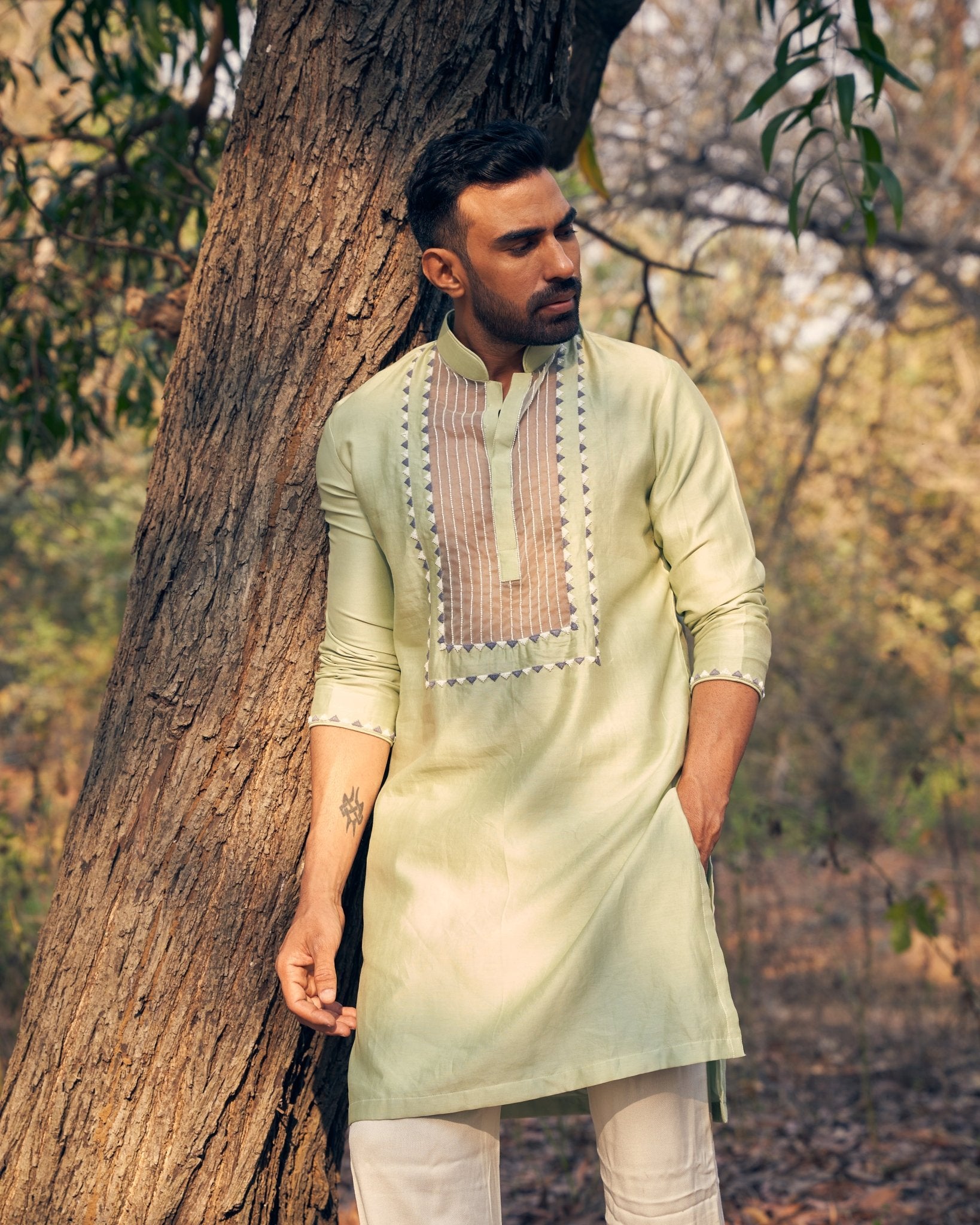 SHEER KURTA SET - White Maison de Couture