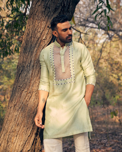 SHEER KURTA SET - White Maison de Couture
