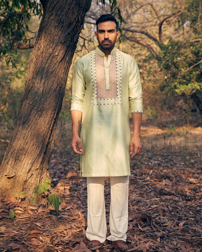 SHEER KURTA SET - White Maison de Couture
