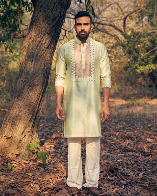 SHEER KURTA SET - White Maison de Couture