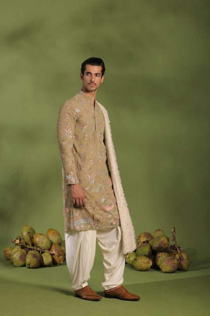 VIVEK MEHANDI KURTA PATIYALA SET WITH DUPATTA