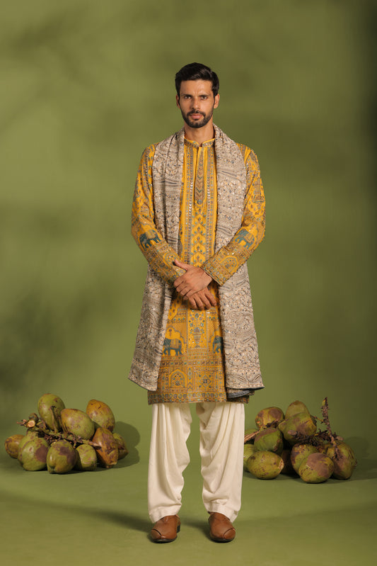 MANTRIN HALDI KURTA PATIYALA SET WITH DUPATTA