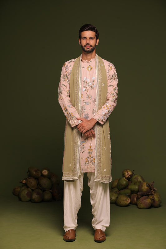 RAJVARDHAN BEIGE KURTA PATIYALA SET WITH DUPATTA