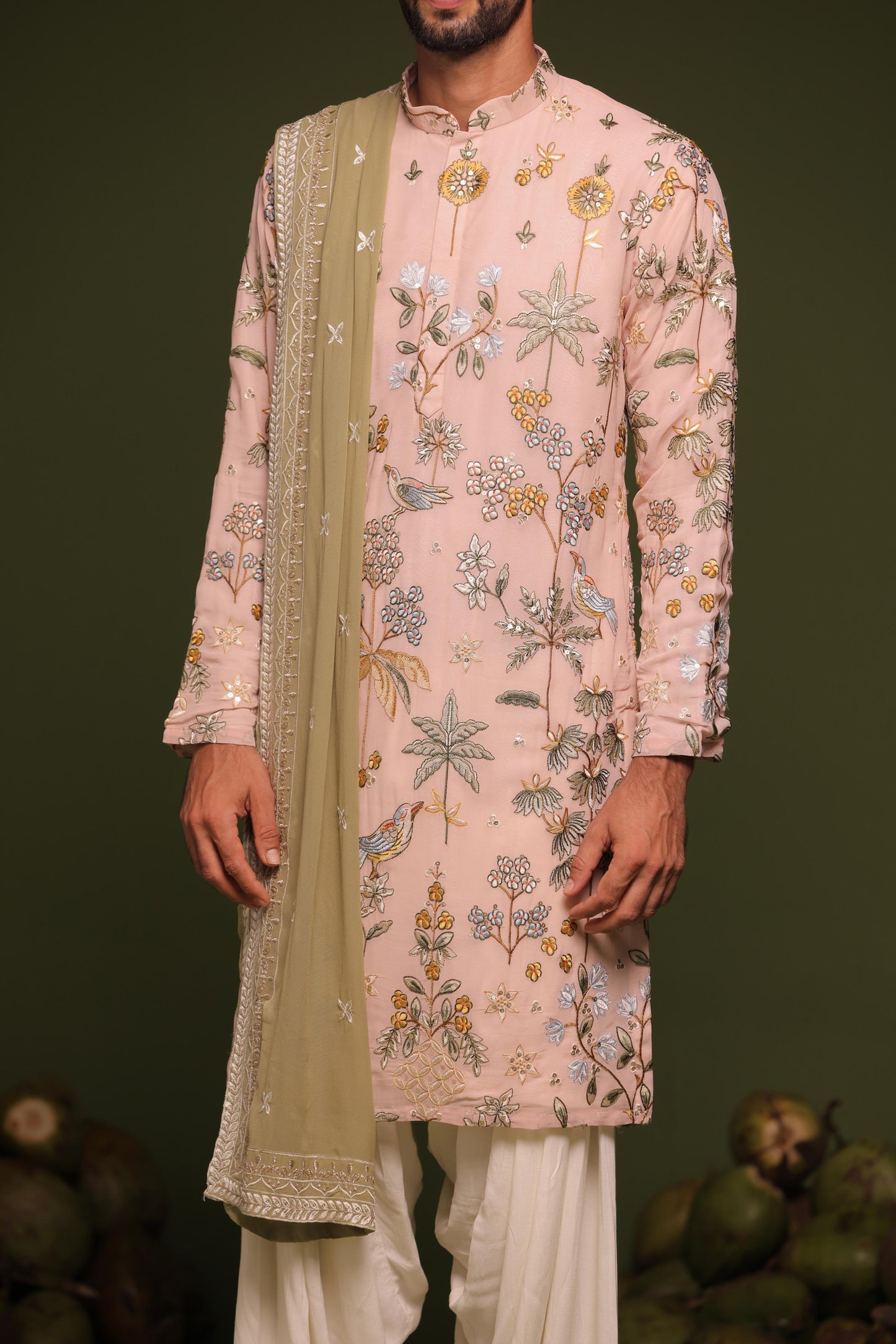 RAJVARDHAN BEIGE KURTA PATIYALA SET WITH DUPATTA