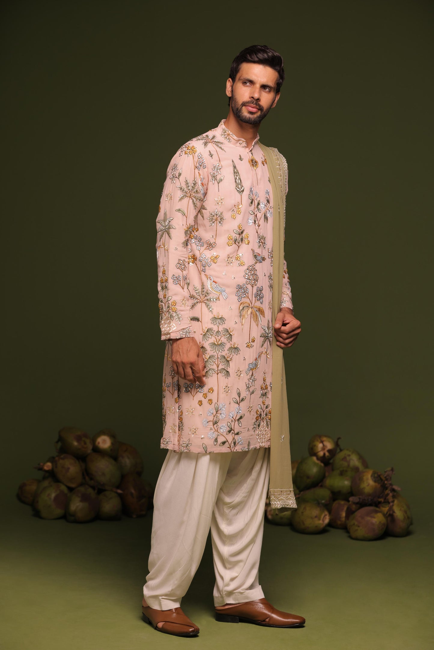 RAJVARDHAN BEIGE KURTA PATIYALA SET WITH DUPATTA