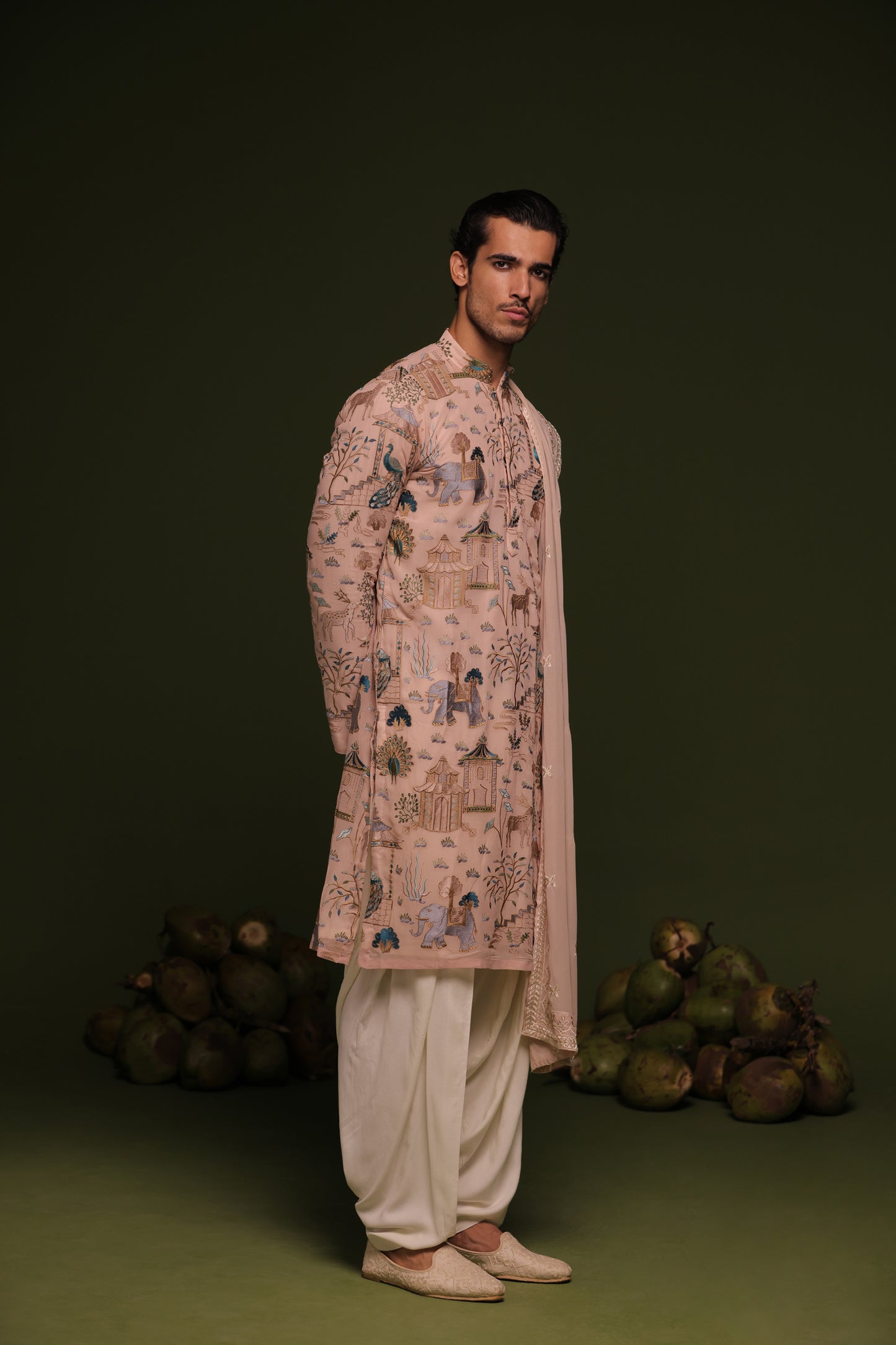 KALYAN BEIGE KURTA PATIYALA SET WITH DUPATTA