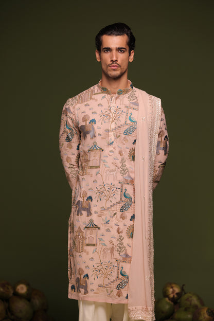 KALYAN BEIGE KURTA PATIYALA SET WITH DUPATTA