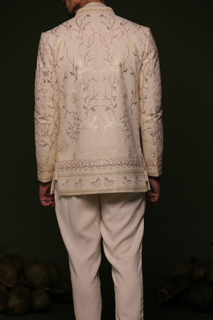 ITEESH IVORY JODHPURI SET WITH SHORT KURTA PANT