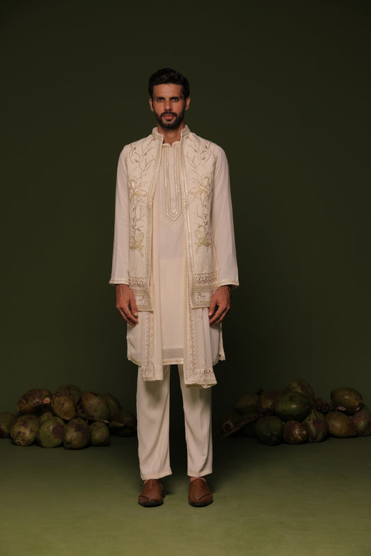 ABHAY LIGHT PINK JACKET KURTA SET WITH DUPATTA