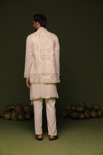 ABHAY LIGHT PINK JACKET KURTA SET WITH DUPATTA