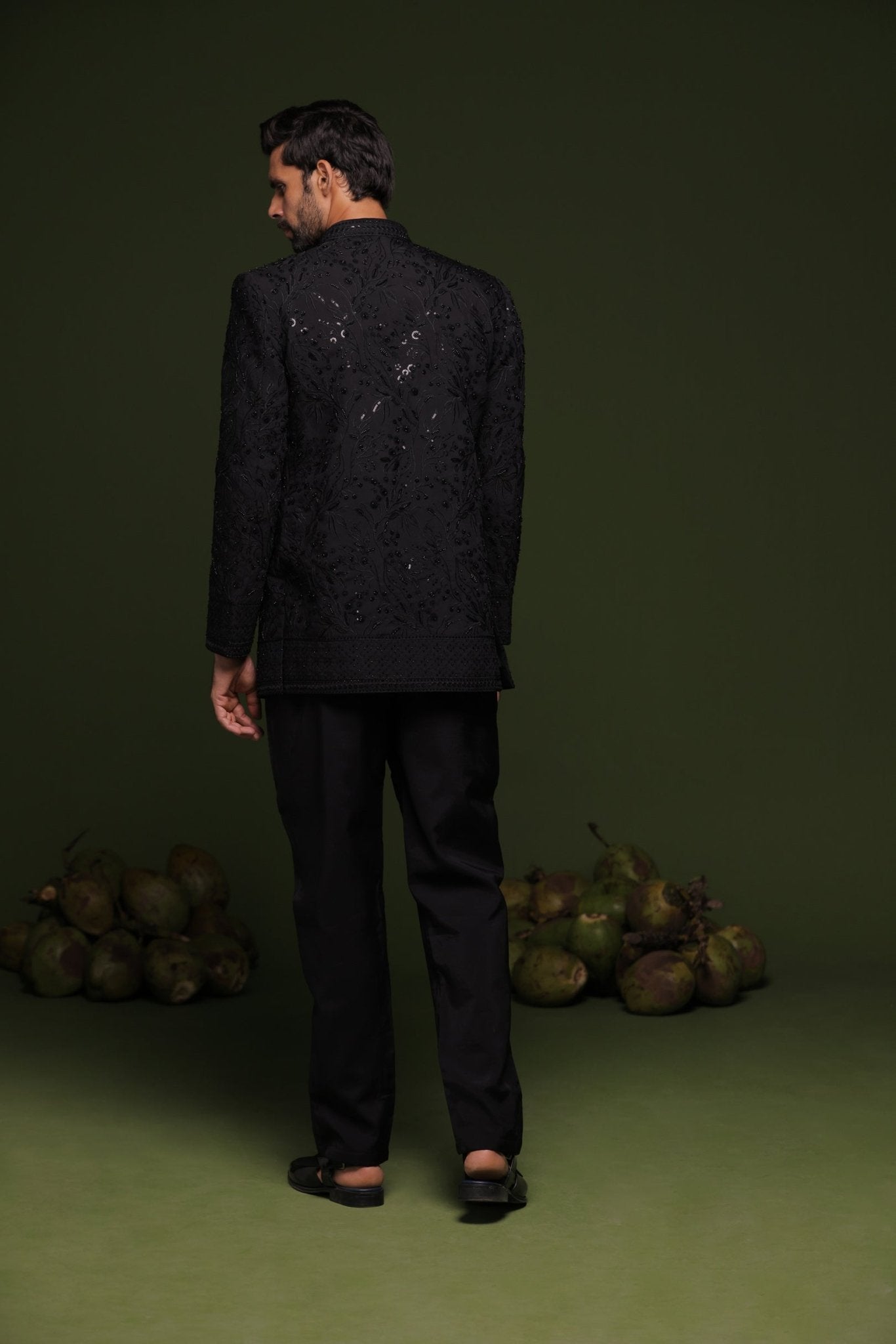 SOMA BLACK JODHPURI SET WITH SHIRT PANT - White Maison de Couture