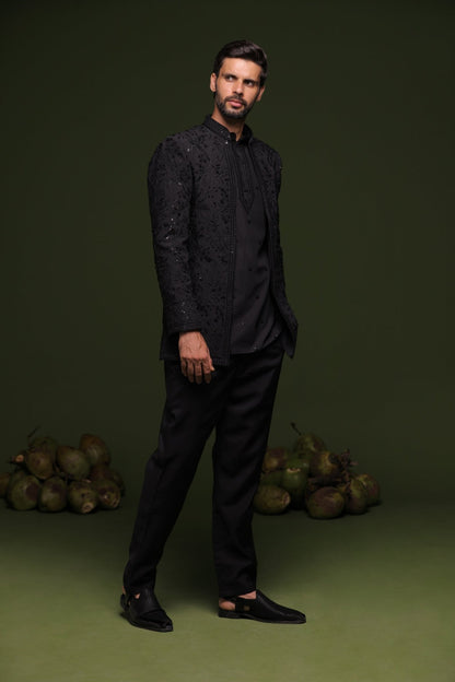 SOMA BLACK JODHPURI SET WITH SHIRT PANT - White Maison de Couture