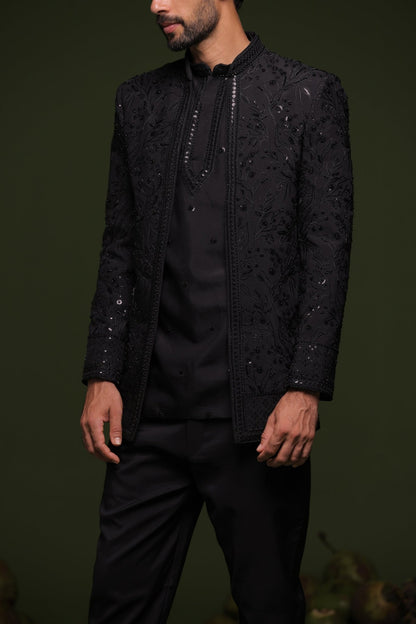 SOMA BLACK JODHPURI SET WITH SHIRT PANT - White Maison de Couture