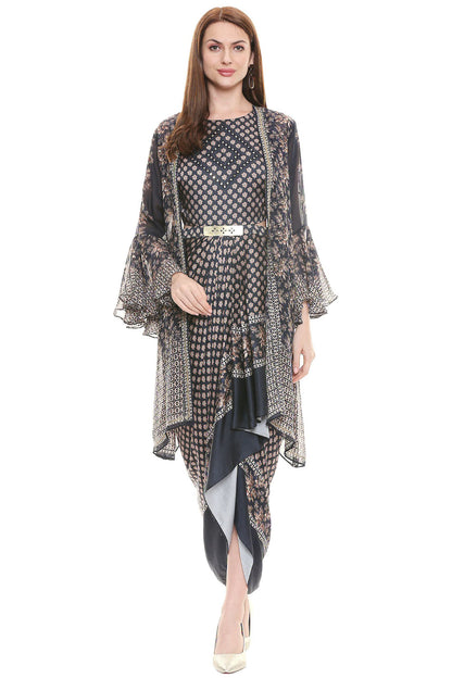 APPLIQUE PRINTED DRESS WITH JACKET