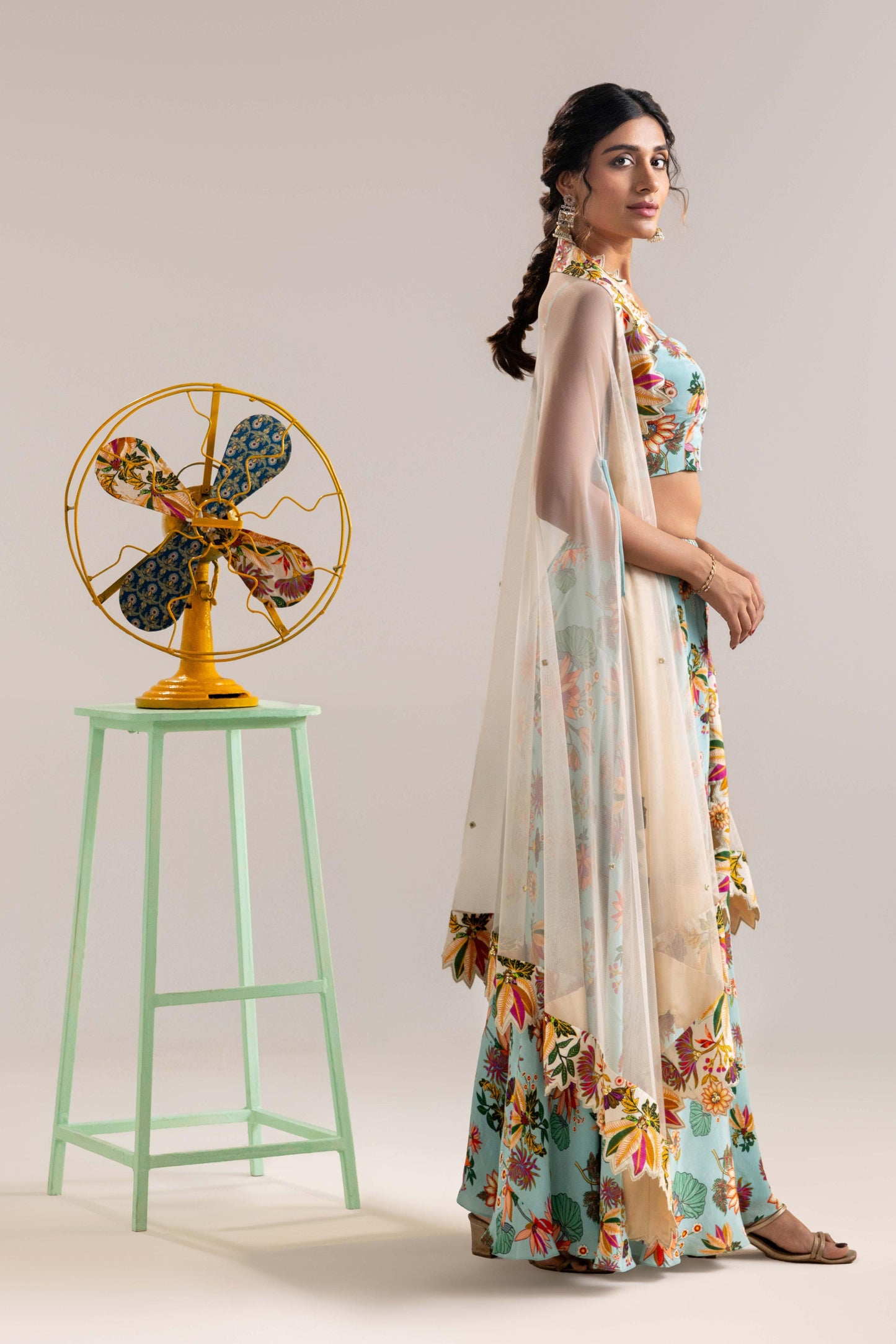 AARANI EMBROIDERED PALAZZO SET WITH A CAPE