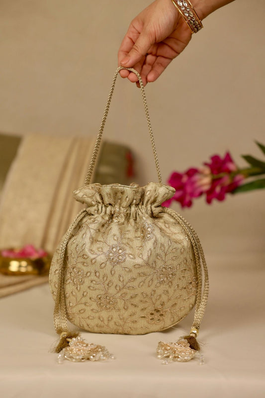 TARANG CUTWORK POTLI - White Maison de Couture