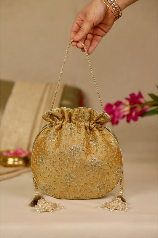 TARANG CUTWORK POTLI - White Maison de Couture