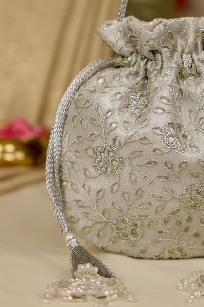 TARANG CUTWORK POTLI - White Maison de Couture