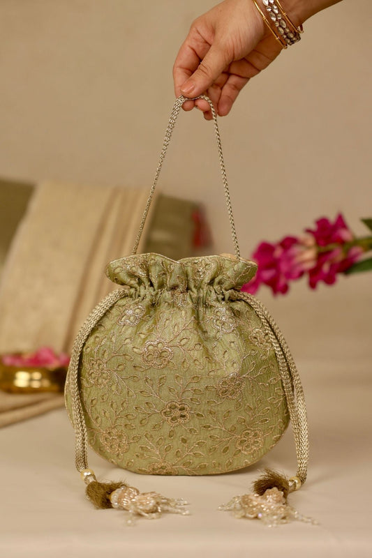 TARANG CUTWORK POTLI - White Maison de Couture