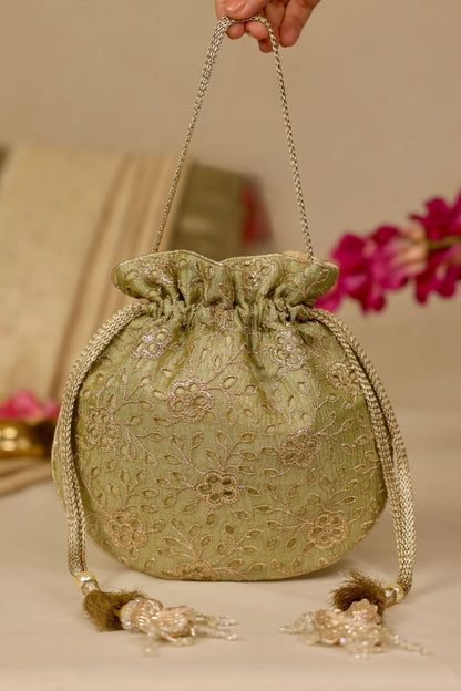 TARANG CUTWORK POTLI - White Maison de Couture