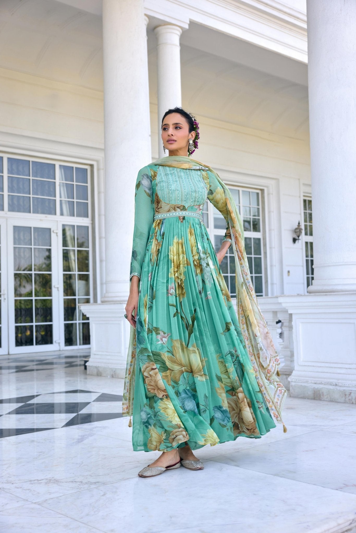 TARINI ANARKALI SET - White Maison de Couture