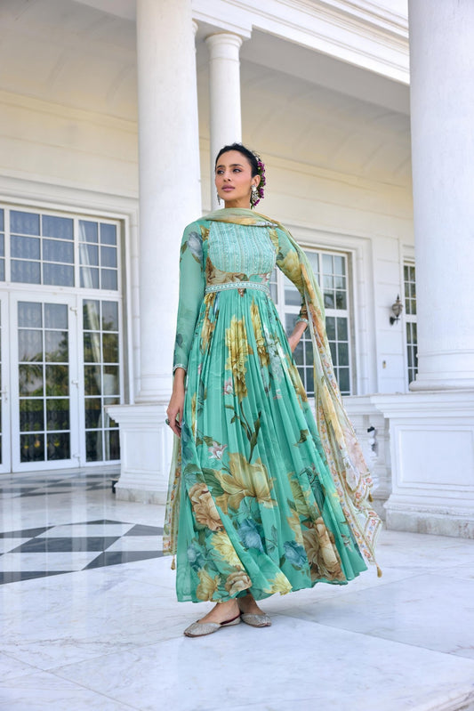TARINI ANARKALI SET - White Maison de Couture