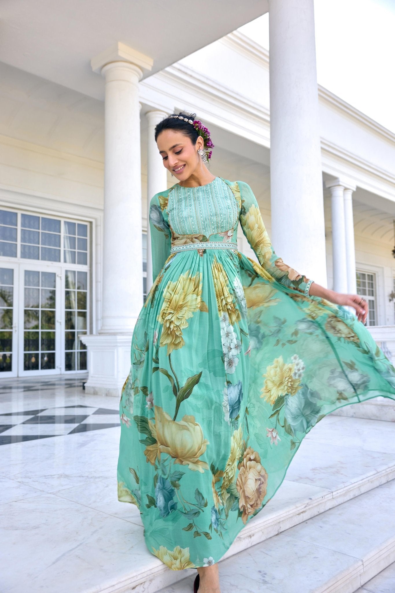 TARINI ANARKALI SET - White Maison de Couture