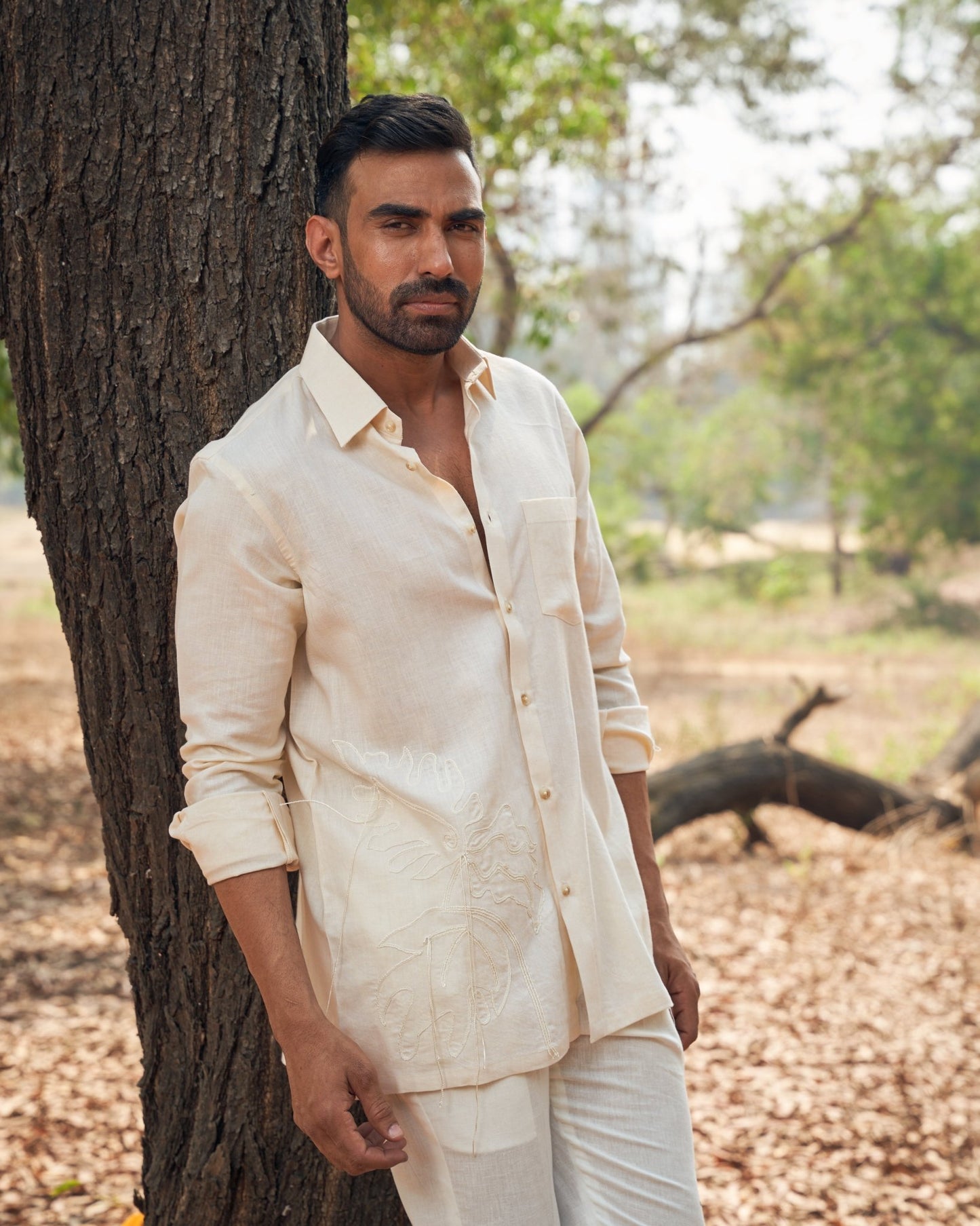TASSLE LINEN SHIRT - White Maison de Couture