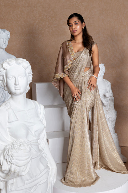 DRAPE SAREE WITH CAPE BLOUSE