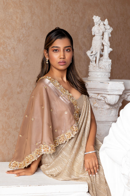 DRAPE SAREE WITH CAPE BLOUSE