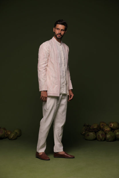 VARUNA WHITE JODHPURI SET WITH SHORT SHIRT PANT - White Maison de Couture