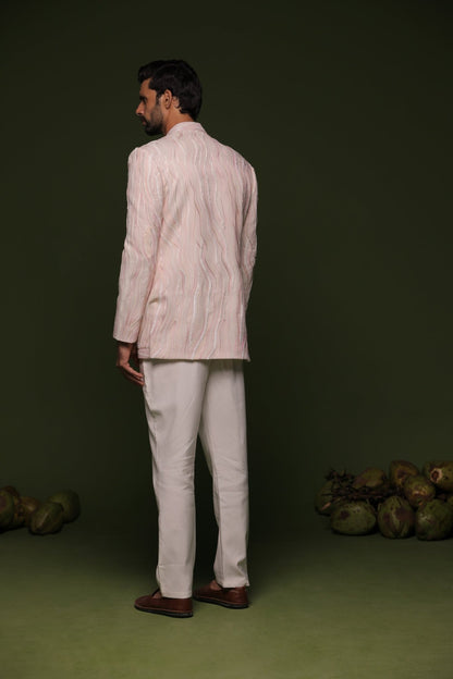 VARUNA WHITE JODHPURI SET WITH SHORT SHIRT PANT - White Maison de Couture
