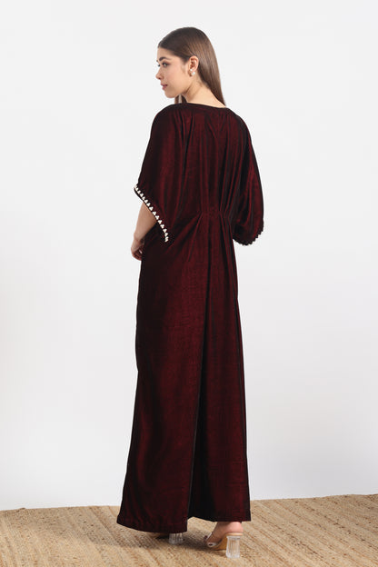 MAROON MAYURA KAFTAAN