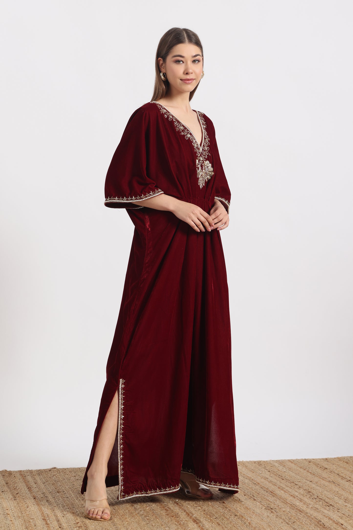 RED MAROON  MAYURA KAFTAAN