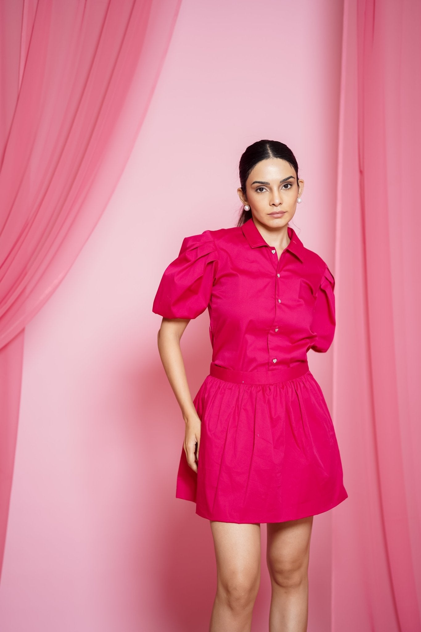 VIVIENNE PUFF - SLEEVE SET IN FUCHSIA - White Maison de Couture