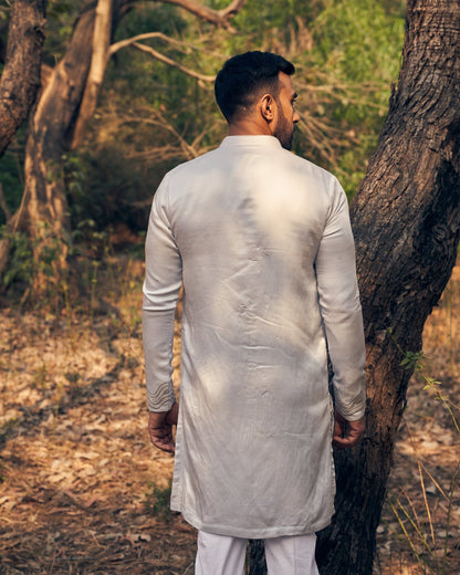 WAVES BOMBER KURTA SET - White Maison de Couture