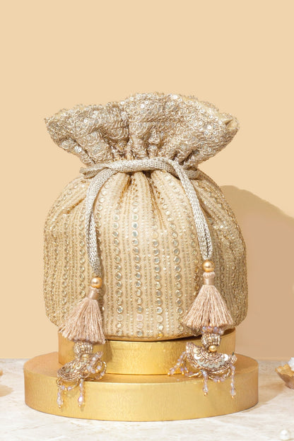 YARI EMBROIDERED BASE POTLI - GOLD