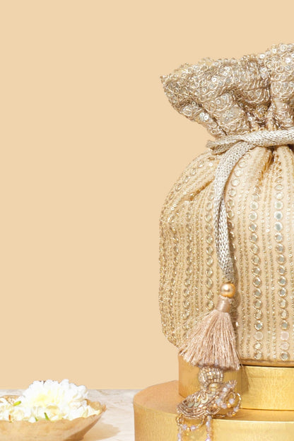 YARI EMBROIDERED BASE POTLI - GOLD